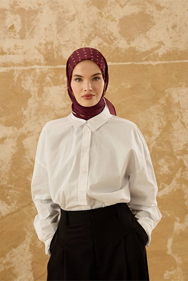 Eșarfă cu model punctat bumbac - 2