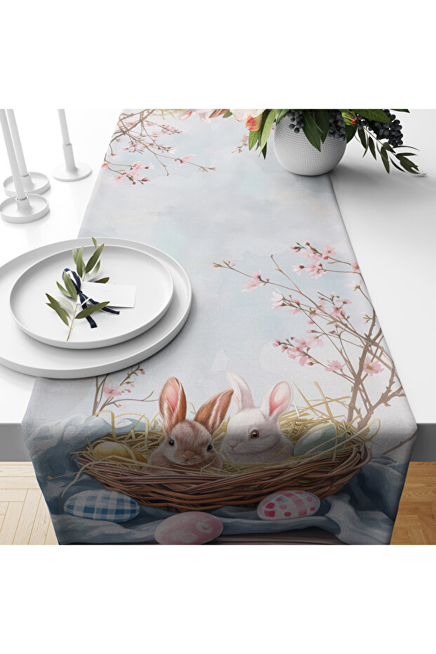 Digital Printed Runner - Rabbit Pattern - Easter - Happy Easter - 140X40 cm - 1