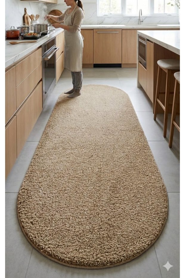 Shaggy Machine Made Washable Non-Slip Sole Oval Runner Rug Living Room Rug Living Room Children's Room Rug Bedroom