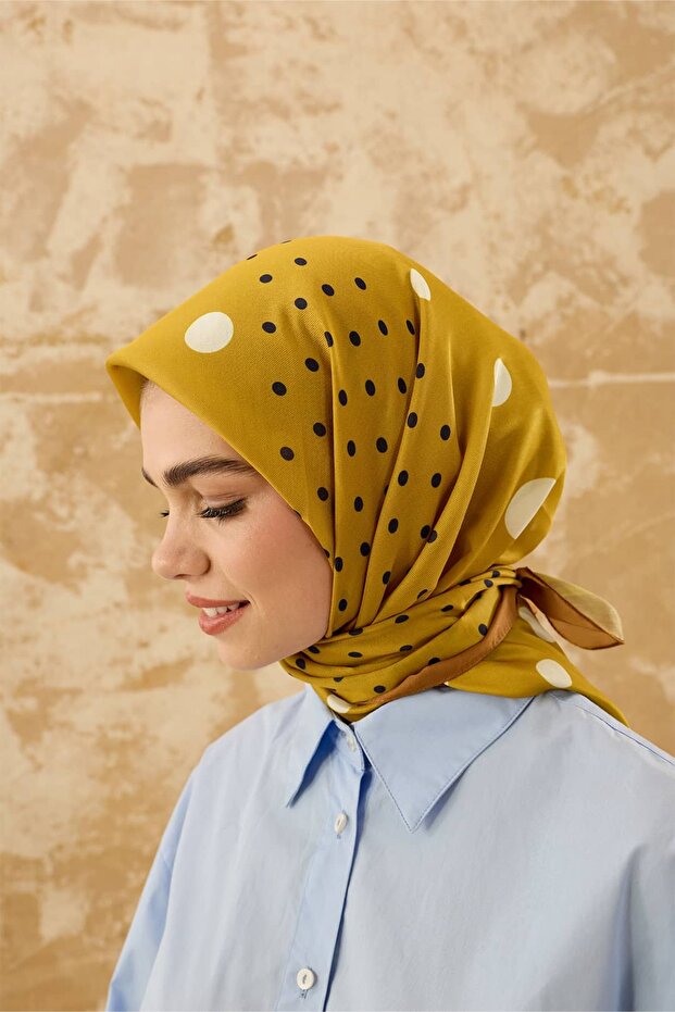 Eșarfă cu model punctat bumbac - 3