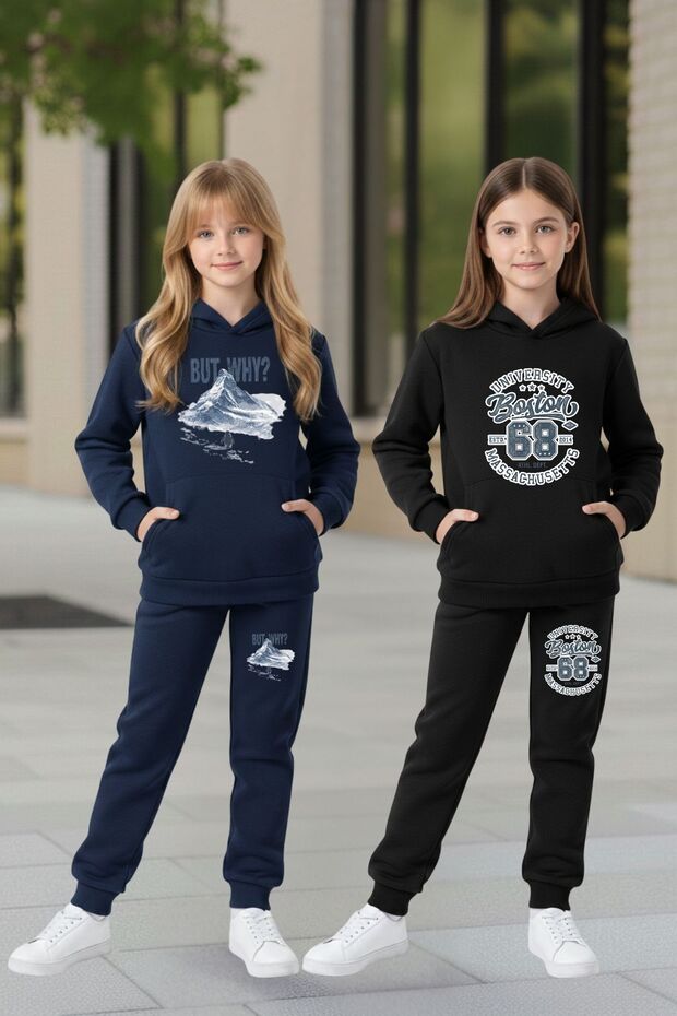 Kids 2-Piece Girls' Tracksuit Set Hooded Printed