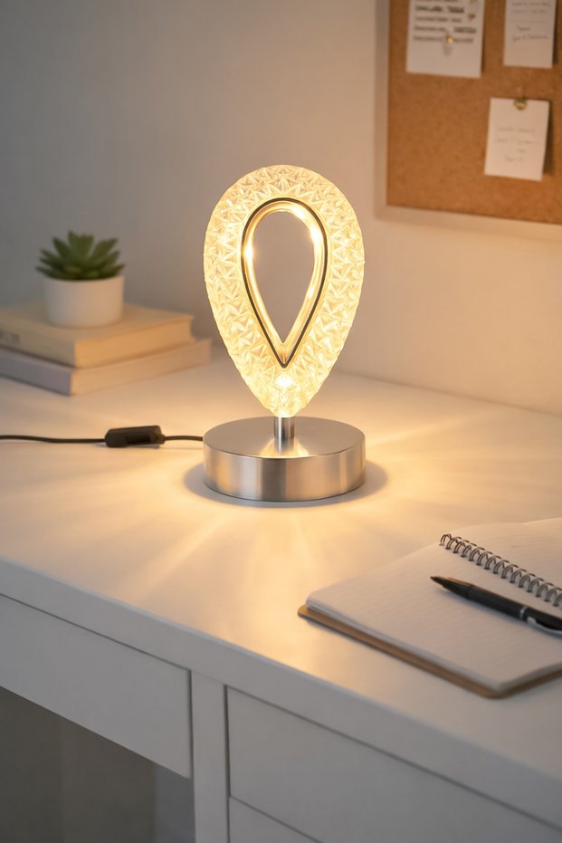 Arel Modern Table Lamp Energy Saving Decorative Led Lampshade (Daylight) Bedroom Study Room