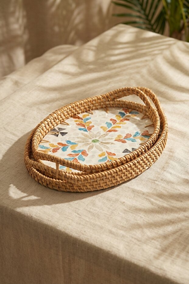 Palma Oval Bambu Sunum Tepsi Seti - 2