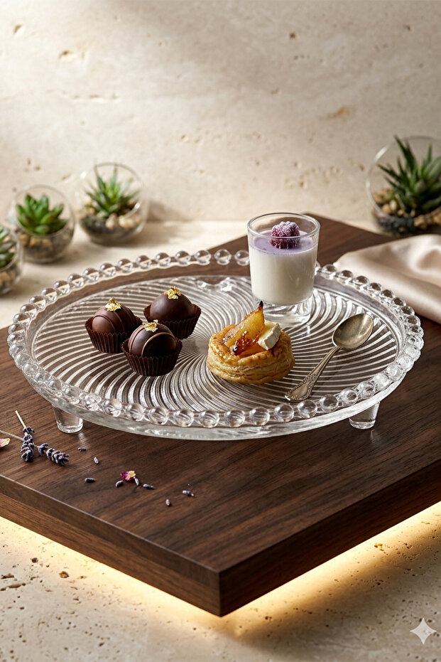 Zorella Footed Glass Presentation Bowl Snack Bowl 23 cm
