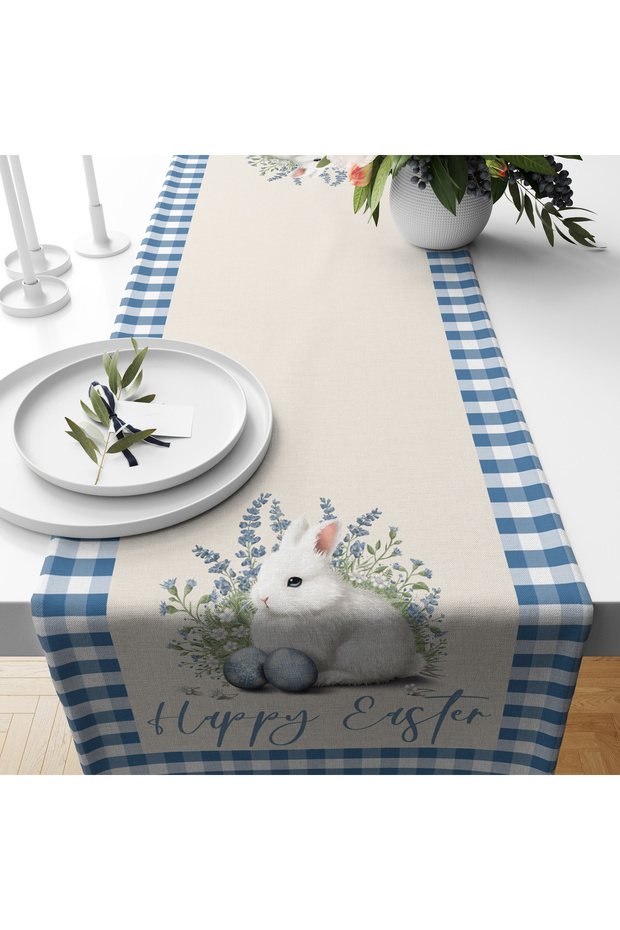 عداء مطبوع رقمي - نمط أرنب - عيد الفصح - عيد الفصح السعيد - 140x40 سم - 1