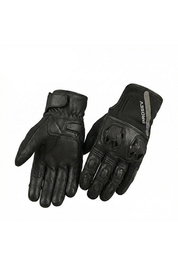 Motorcycle Gloves Leather Full Protection 100% Leder Biker Gloves Black