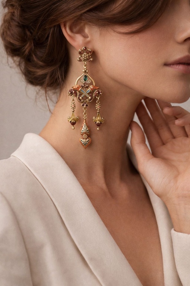Eloise Fine Workmanship Enamel Vintage Earrings