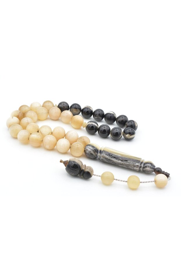 Systematic Globe Cut Double Color Giant Size Ram's Horn Prayer Beads 12 mm