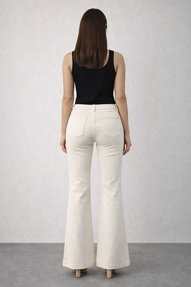 Beş Cep İspanyol Paça Pantolon - 5