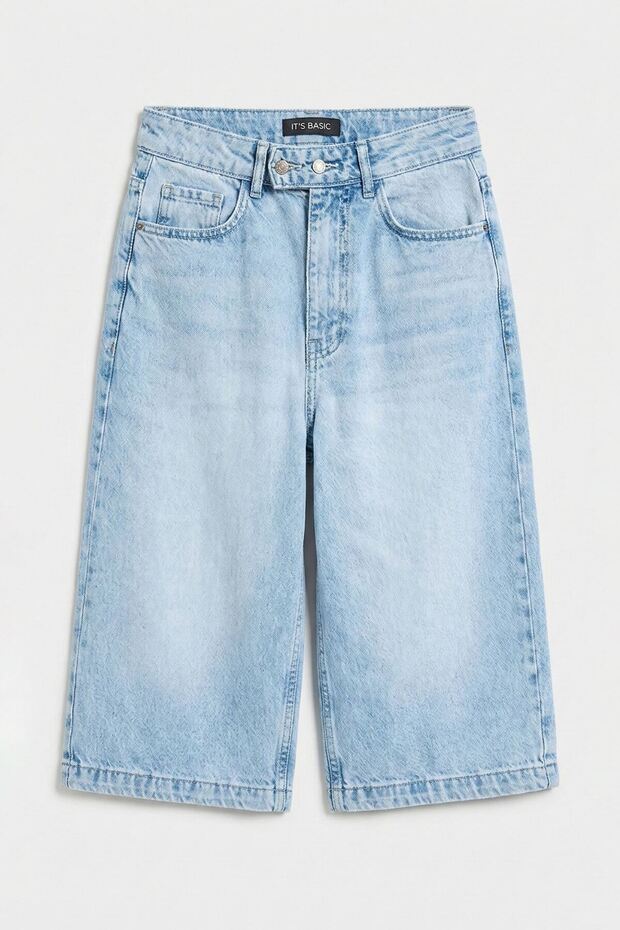 Kadın Ice 4s6-3 Maxi Boy Bermuda Kemer Detaylı Denim Şort - 8