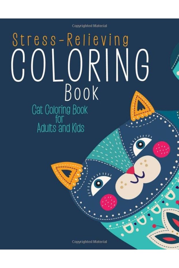 Stress-Relieving Coloring Book: Cat Coloring Book for Adults and Kids
