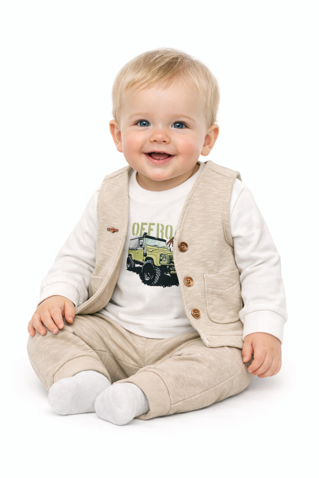 Baby Boy Vest Set 3-Piece Set Pocketed