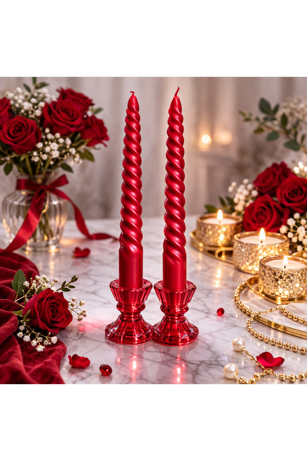 Burgu Şamdan Mum Seti - 2