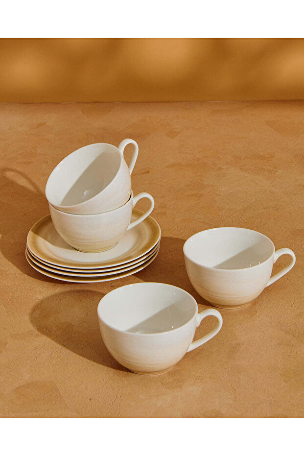 طقم عشاء مطبوع بتدرج لوني بيج (20 قطعة) - 3