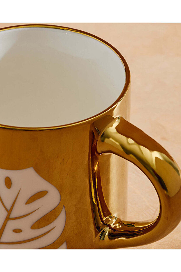 Gold Leave Pattern Electroplated Mug - 4
