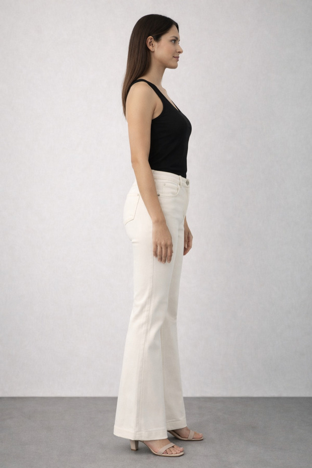 Beş Cep İspanyol Paça Pantolon - 4