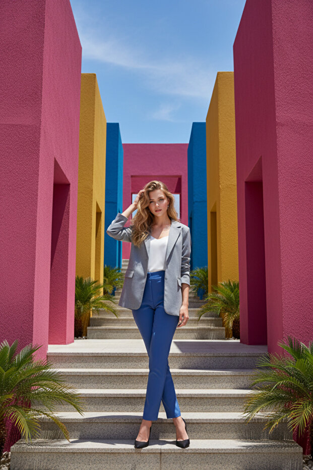 Oversized astarlı Blazer ceket - 2