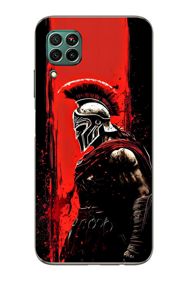 حافظة هاتف شفافة متوافقة مع هاتف هواوي P40 Lite من طراز Warrior Sparta منقوش - 1