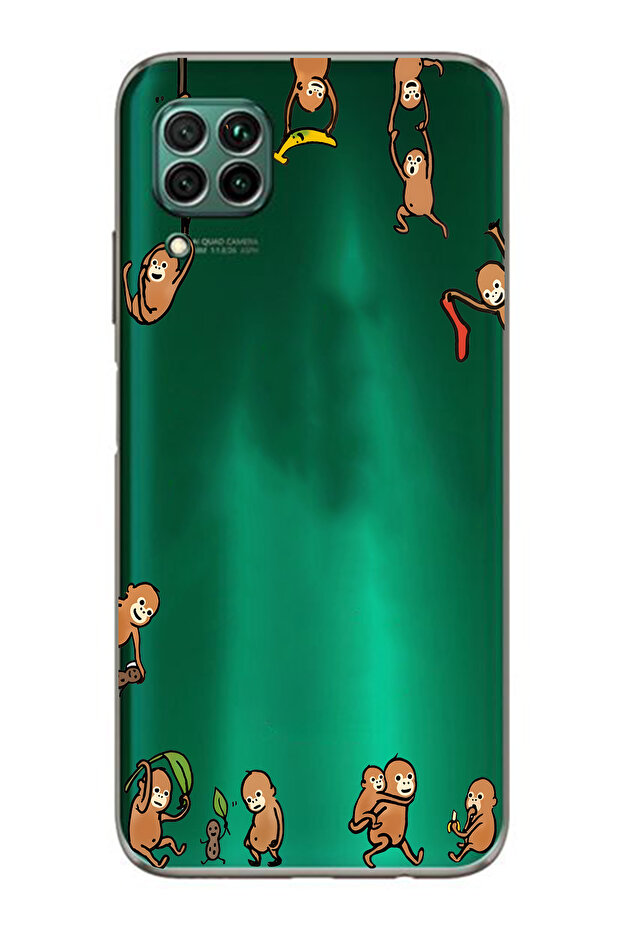 حافظة هاتف شفافة متوافقة مع هاتف هواوي P40 Lite من نوع Monkeys منقوش - 1