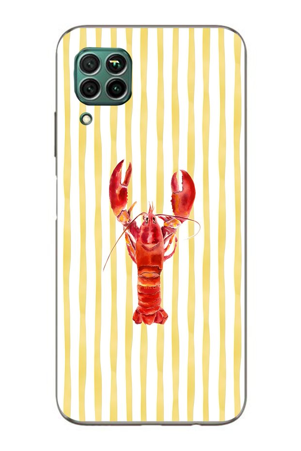 Huawei P40 Lite Compatible Lobster Patterned Transparent Phone Case
