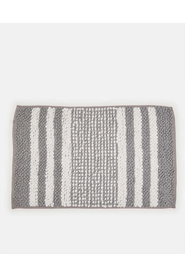 سجادة حمام من الشنيل الرمادي - 1