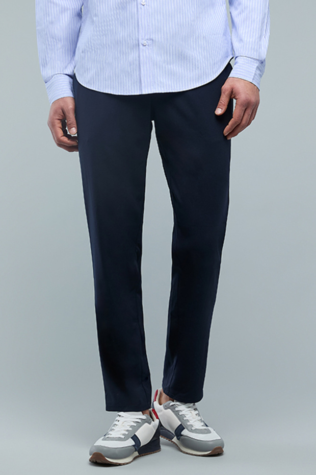 Solid Slim Fit Pants with Button Closure