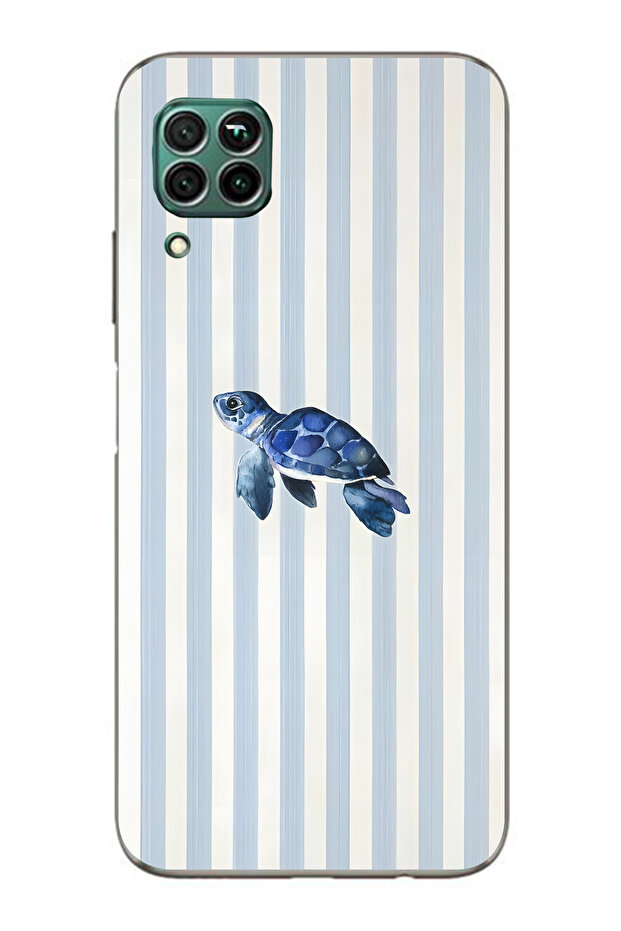 حافظة هاتف شفافة متوافقة مع هاتف هواوي P40 Lite من نوع Sea Turtle منقوش - 1