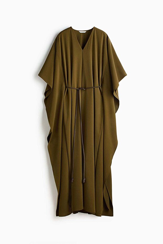 Tie-belt kaftan dress