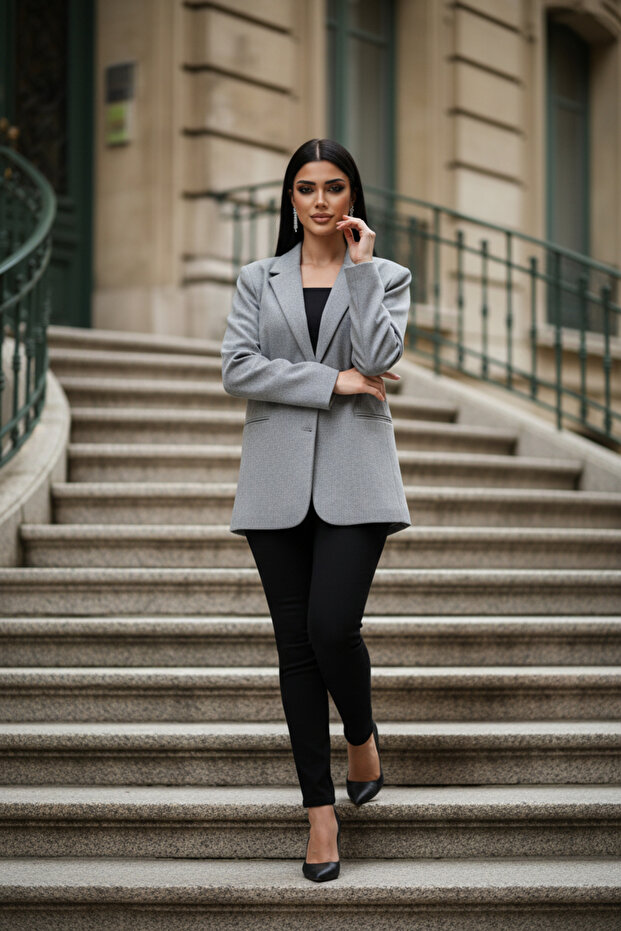 Oversized astarlı Blazer ceket - 4