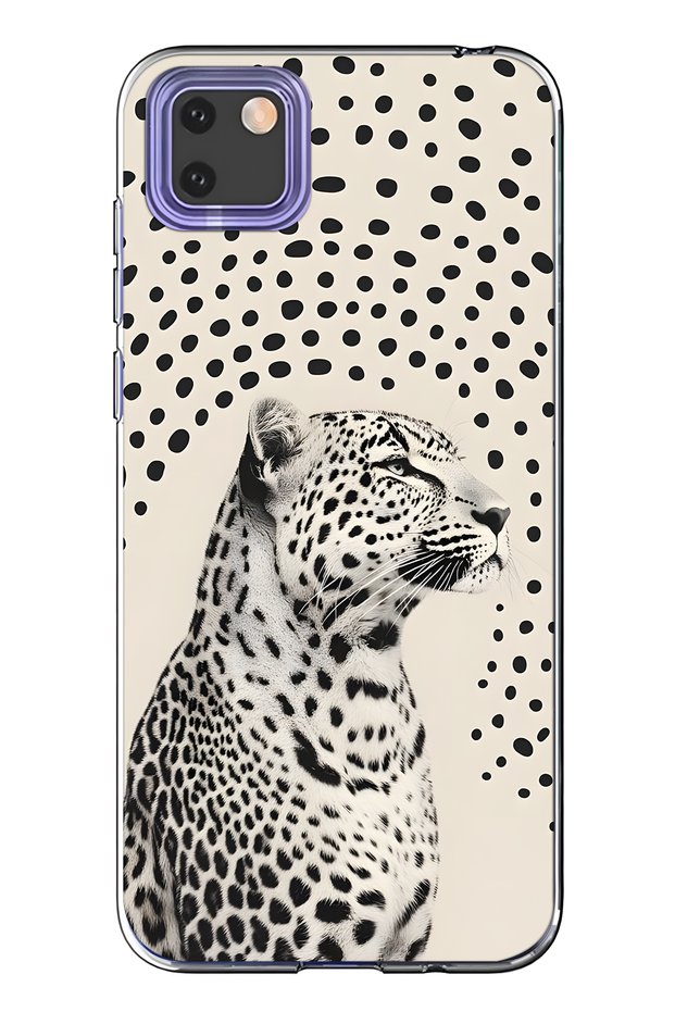 Huawei Y5P Compatible Leopard Printed Pack Transparent Phone Case
