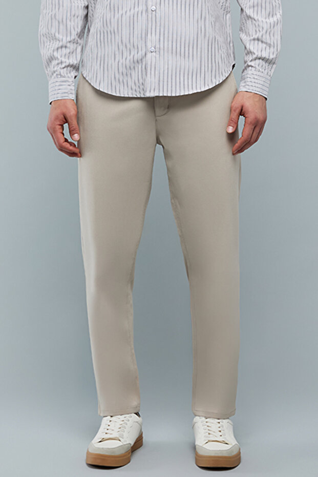 Solid Slim Fit Pants with Button Closure