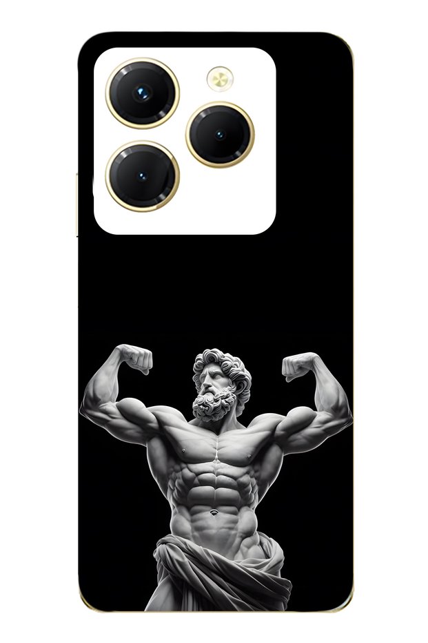 Infinix Hot 40I Compatible Ancient Statue Muscular God Patterned Transparent Phone Case