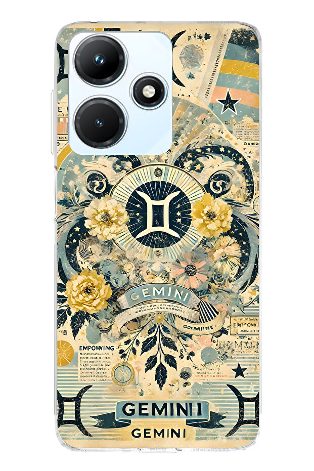 حافظة هاتف شفافة متوافقة مع Infinix Hot 30i Gemini D منقوش - 1