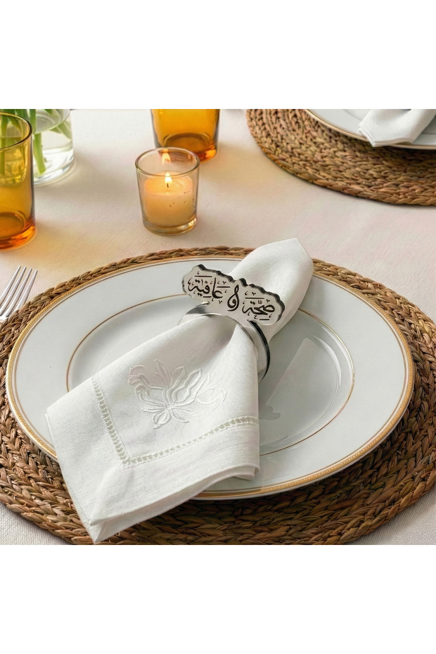 6-Piece Wooden Napkin Holder with Blessing Wishes - Islamic Home Tableware Decoration