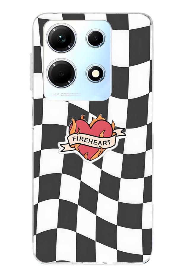 Infinix Note 30 Compatible Fireheart Square Patterned Transparent Phone Case - 1