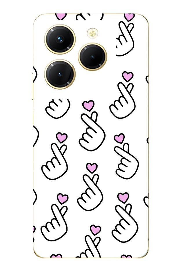 Infinix Hot 40I Compatible Finger Heart Patterned Transparent Phone Case