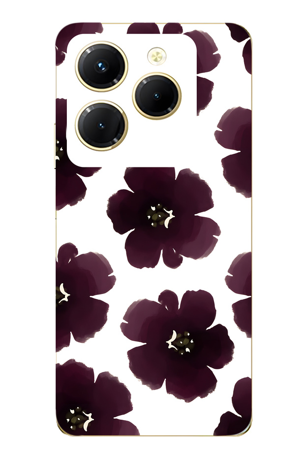 Infinix Hot 40I Compatible Purple Floral Print Transparent Phone Case