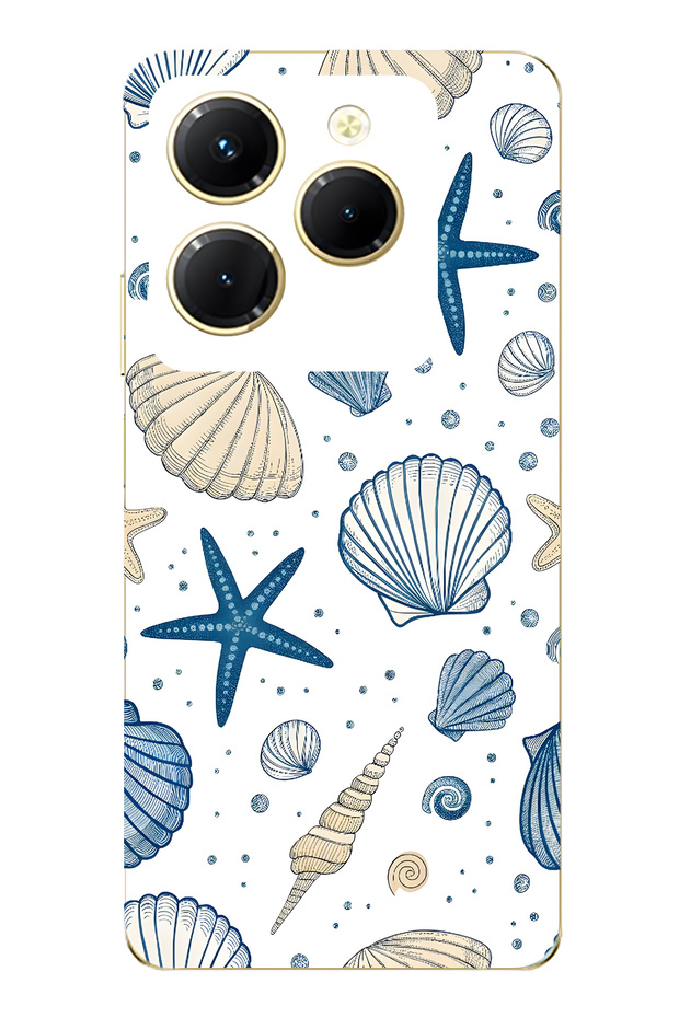 حافظة هاتف شفافة متوافقة مع Infinix Hot 40i من نوع Sea Shell و Star منقوش