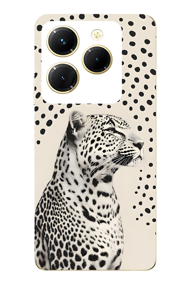 حافظة هاتف شفافة متوافقة مع Infinix Hot 40i مكونة من طبعة الفهد قطع