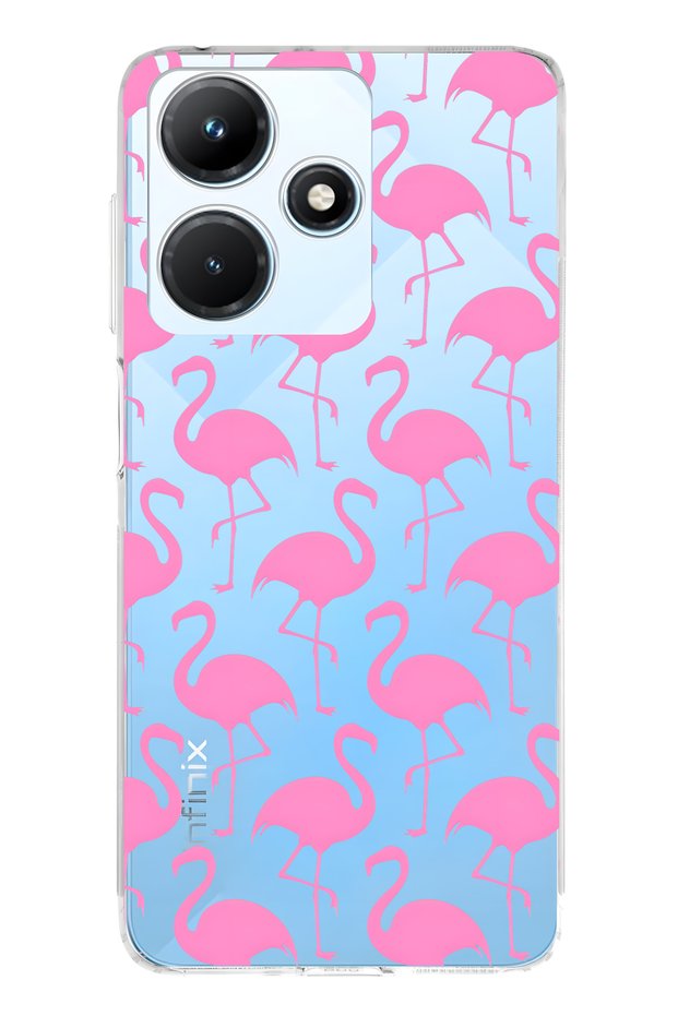 Infinix Hot 30I Compatible Flamingo Patterned Transparent Phone Case