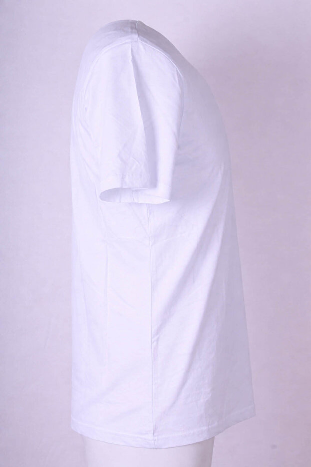 تي شيرت رجالي أبيض برقبة دائرية 100-03 - 2