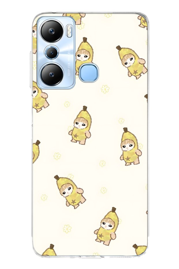 Infinix Hot 20I Compatible Banana Costumed Cat Patterned Transparent Phone Case
