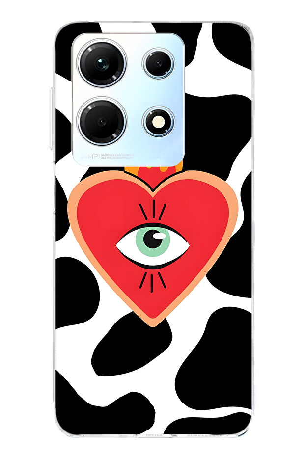 حافظة هاتف شفافة متوافقة مع هاتف Infinix Note 30 من طراز Flame Heart منقوش - 1