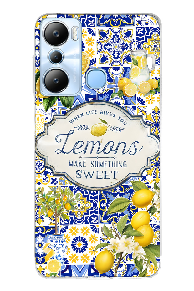 حافظة هاتف شفافة متوافقة مع هاتف Infinix Hot 20i من نوع Limon منقوش - 1