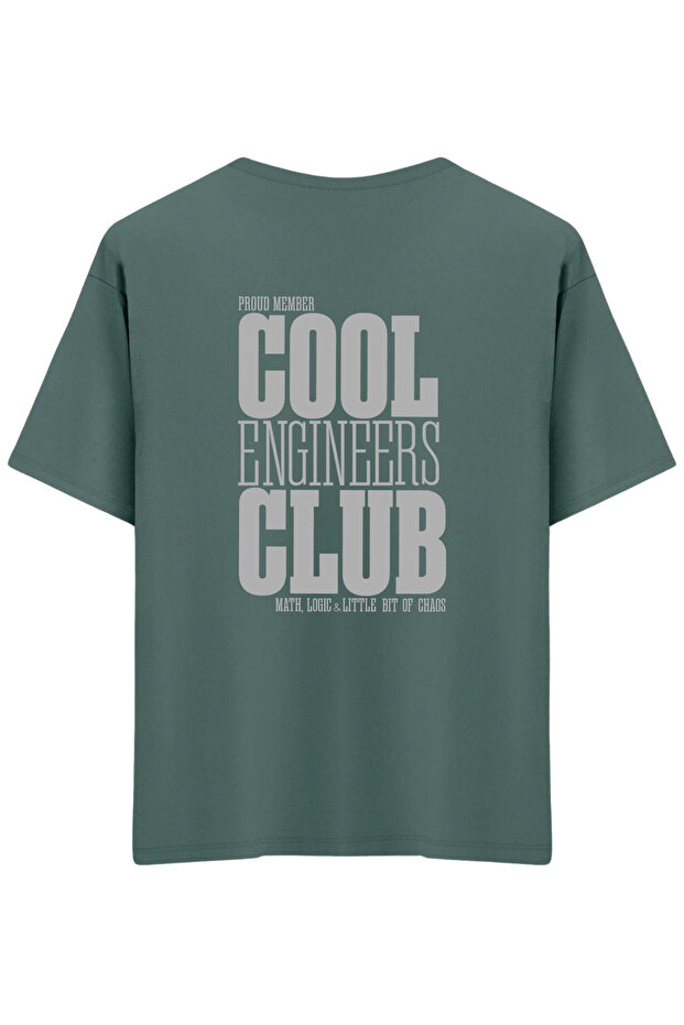 Cool Engineers Club Printed Crew Neck Oversized T-Shirt