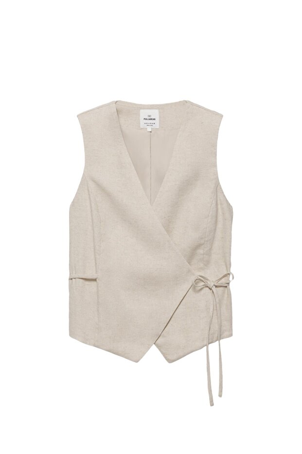 Yanları bağlamalı rustik yelek - 4