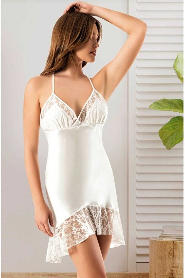Women's Premium Satin Nightgown with Thin Adjustable Straps Above the Knee, Stylish Design