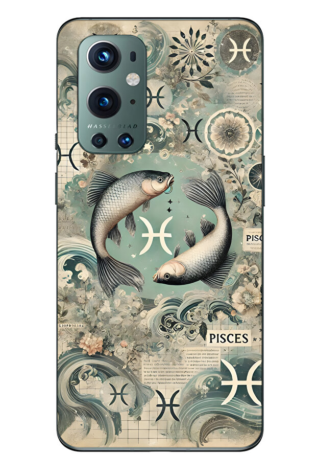 حافظة هاتف شفافة متوافقة مع One Plus 9 Pro من نوع Fish Sign منقوش - 1