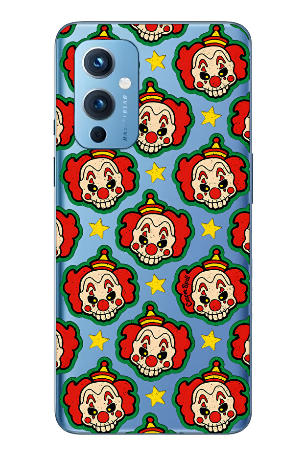 One Plus 9 Compatible Clown Patterned Transparent Phone Case - 1