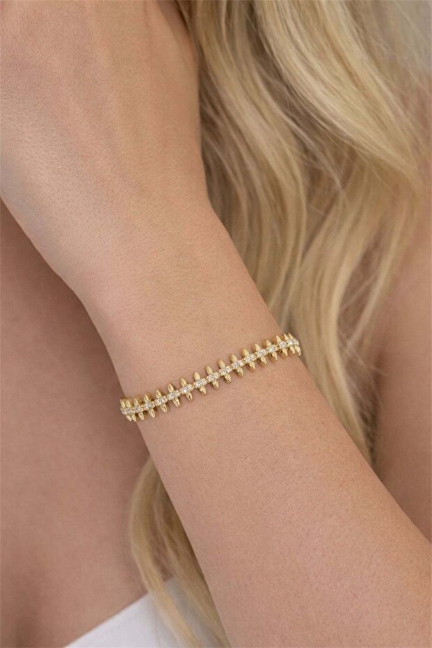 Marquise Model Zircon Stone Gold Bracelet